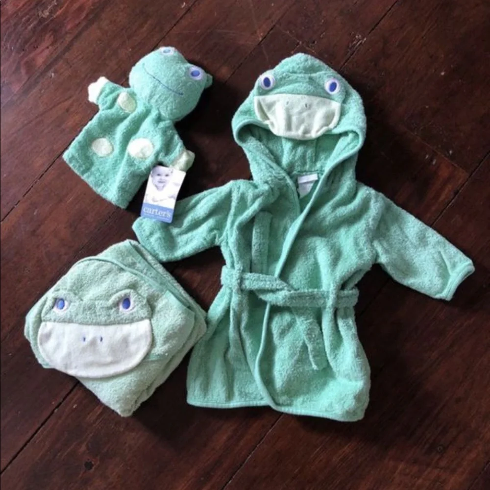 Vintage Carters robe, towel, NWT wash cloth